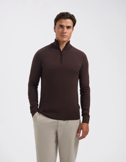 Afbeelding van Cas 19480 Burned Coffee Half Zip Trui - Saint Steve