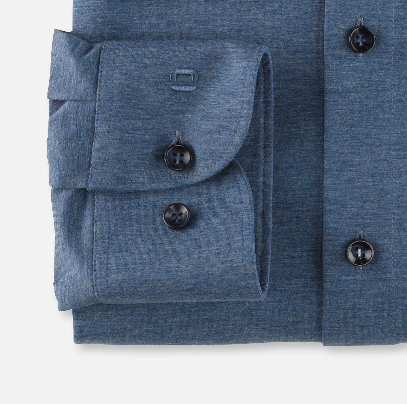 Afbeelding van 200864 13 Level 5 Denim Blauw Stretch Tricot Overhemd - Olymp