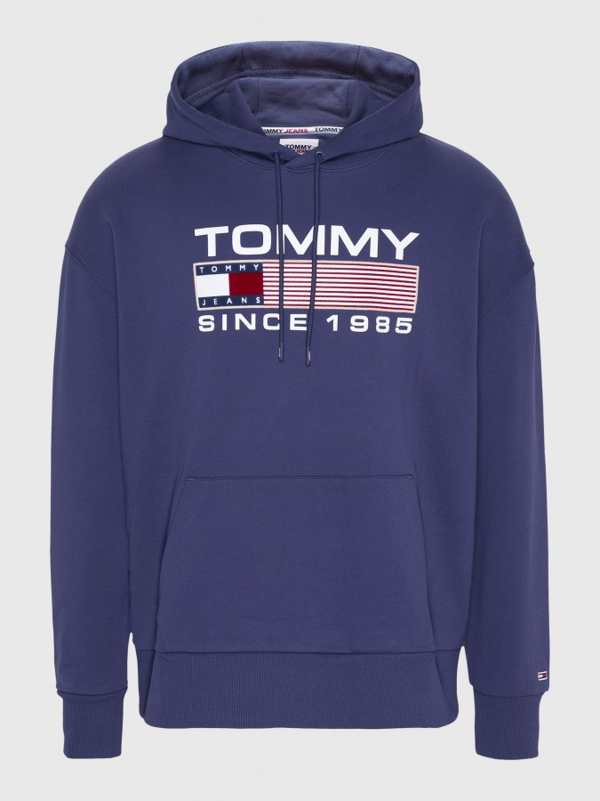 Afbeelding van DM0DM15009 Athletic Logo C87 Twilight Navy  Sweater Hoodie Tommy Hilfer Jeans