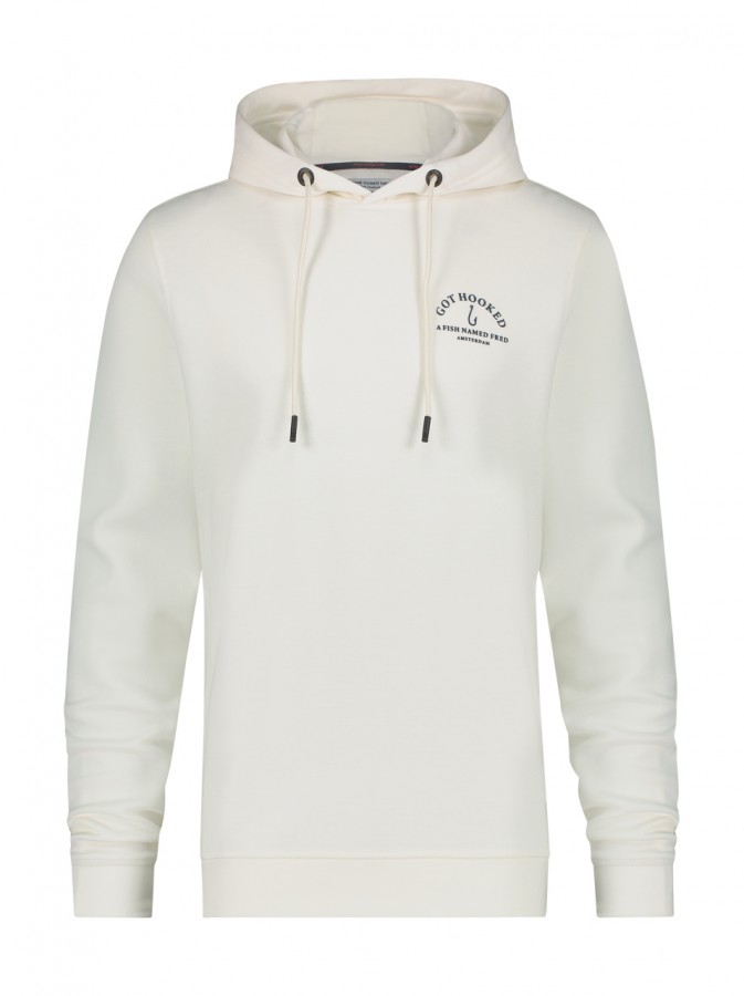 Afbeelding van 9873 Hoody Got Hooked Off White Heren Sweater  A Fish Named Fred