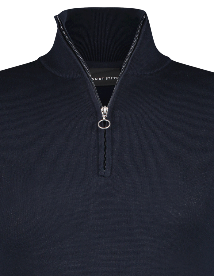 Afbeelding van Cas 19480 Dark Navy Heren Half Zip Trui - Saint Steve 