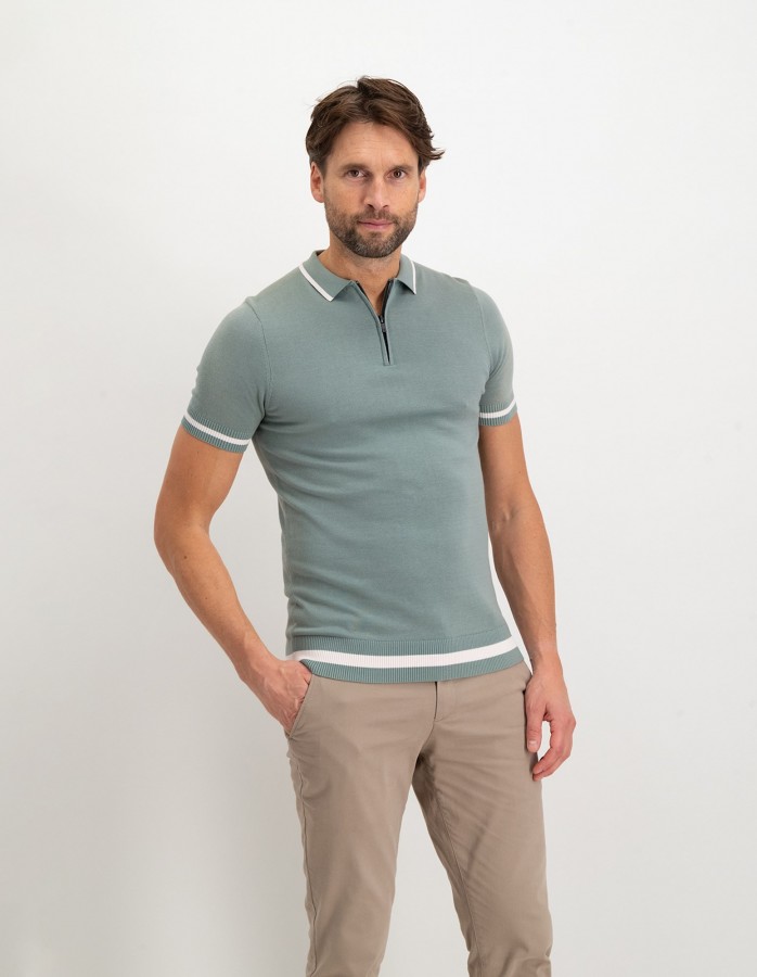Afbeelding van SIEM Silver Green Heren Knitted Polo - Saint Steve