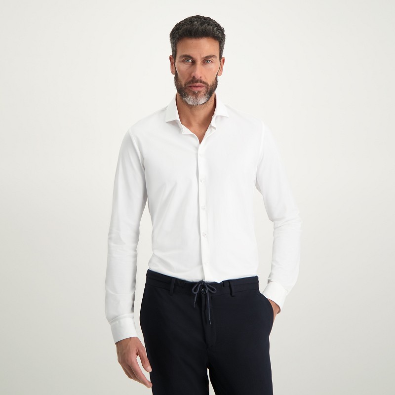 Afbeelding van 2191.22 Lounge Jersey Shirt White - Overhemd Lange Mouw - BLEU INDUSTRY