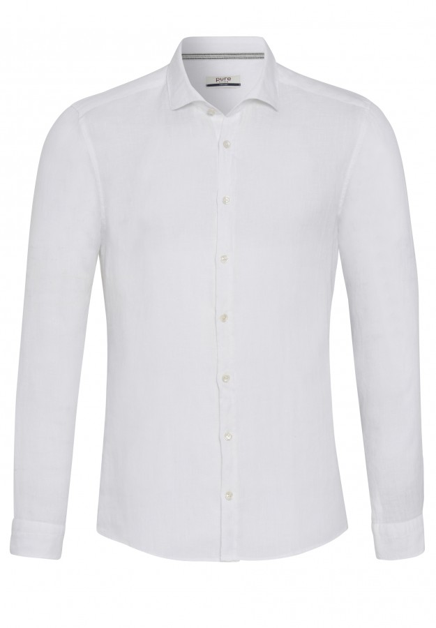 Afbeelding van 3805-21110 900 White Plain Heren Overhemd Lange Mouw - PURE