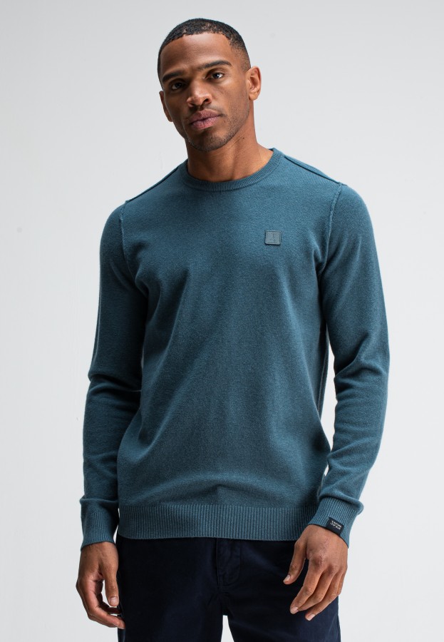 Afbeelding van Clifden Crew 1926003 Schmutz Blau 817 - Heren Trui - Butcher of Blue