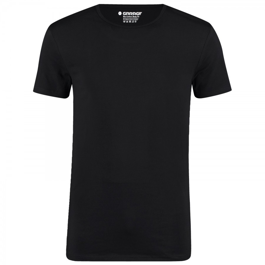 Afbeelding van T-Shirt Body Fit Stretch Black Ronde Hals - The Garage