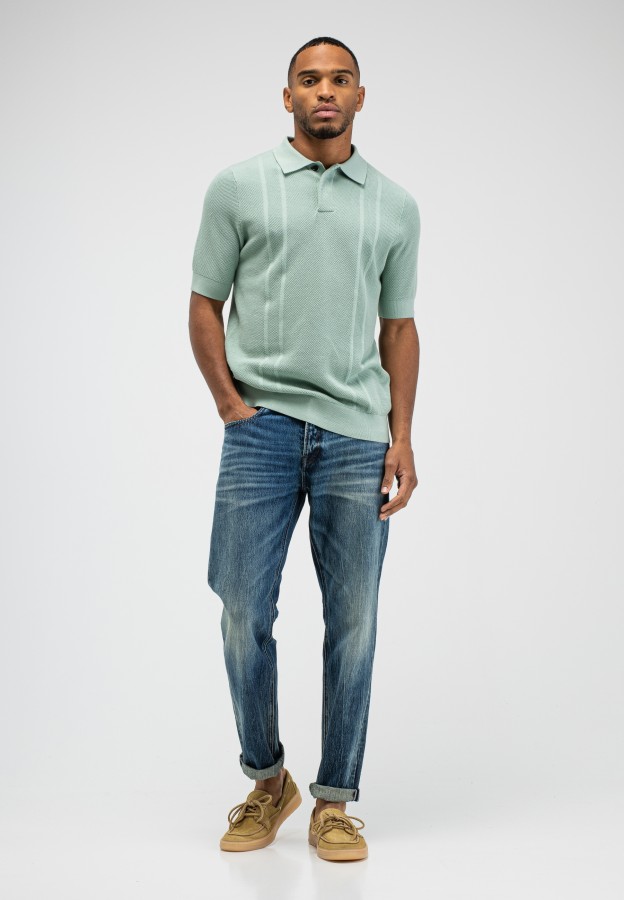 Afbeelding van Ripley Knit Polo M2616001 Inari Green 118 - Heren Polo - Butcher of Blue