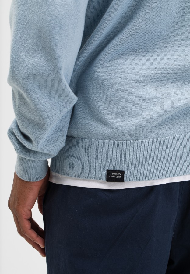 Afbeelding van Clifden Cotton Crew M2616012 - Shark Blue 856 - Heren Trui - Butcher of Blue