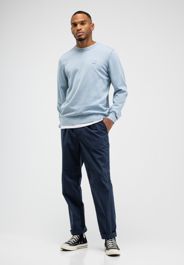 Afbeelding van Clifden Cotton Crew M2616012 - Shark Blue 856 - Heren Trui - Butcher of Blue