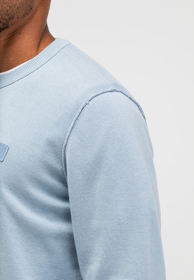 Afbeelding van Clifden Cotton Crew M2616012 - Shark Blue 856 - Heren Trui - Butcher of Blue