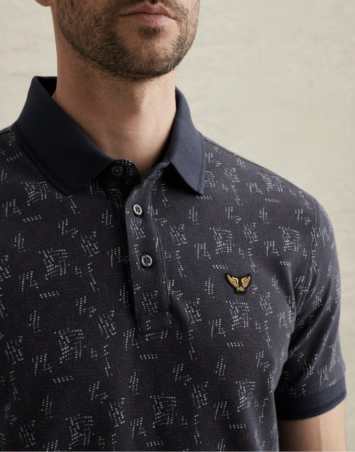 Afbeelding van PPSS2602852 - 5116 - Heren - Polo - Short sleeve - fine pique all over print - PME LEGEND