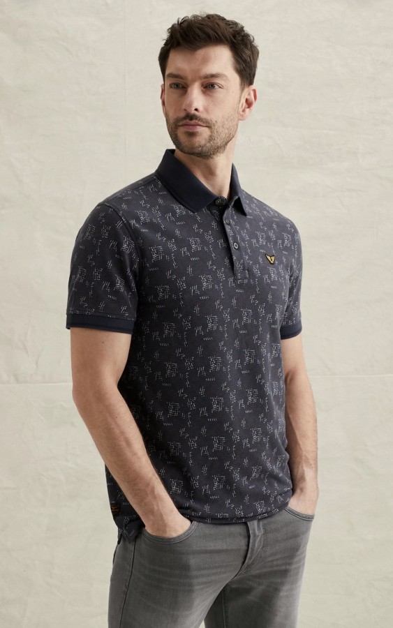 Afbeelding van PPSS2602852 - 5116 - Heren - Polo - Short sleeve - fine pique all over print - PME LEGEND