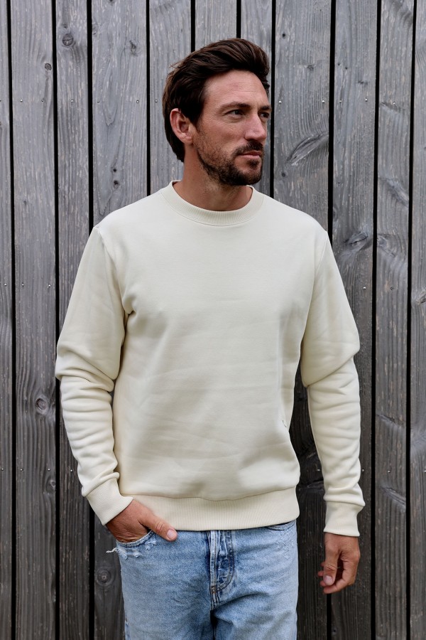 Afbeelding van 2401031006 Basic Crew 297 Bone White - Heren Sweater - Kultivate