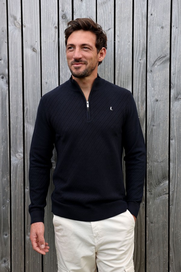 Afbeelding van 2501080802 - Crossed - Half Zip - 319 - Dark Navy - Heren - Trui - Kultivate