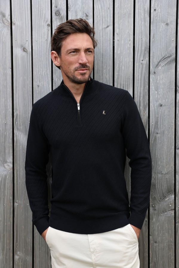 Afbeelding van 2501080802 - Crossed - Half Zip - 100 - Black - Heren - Trui - Kultivate