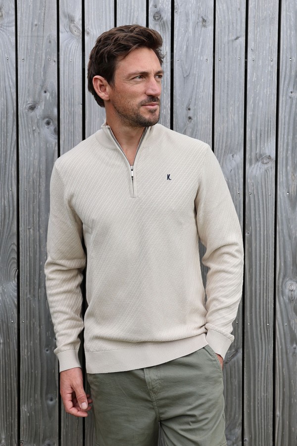 Afbeelding van 2501080802 - Crossed - Half Zip - 221 - Moonbeam - Heren - Trui - Kultivate