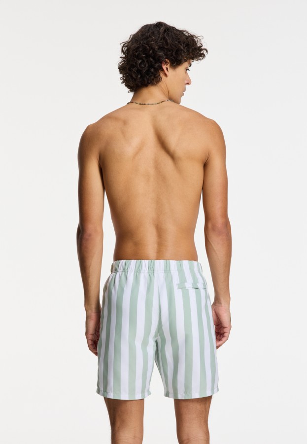 Afbeelding van 1441100200 - BROAD STRIPE - 7810 - Green Dust Stripe - Swim Short - Shiwi