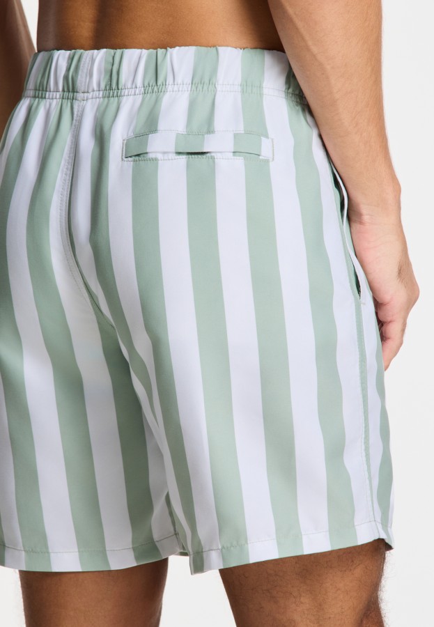 Afbeelding van 1441100200 - BROAD STRIPE - 7810 - Green Dust Stripe - Swim Short - Shiwi