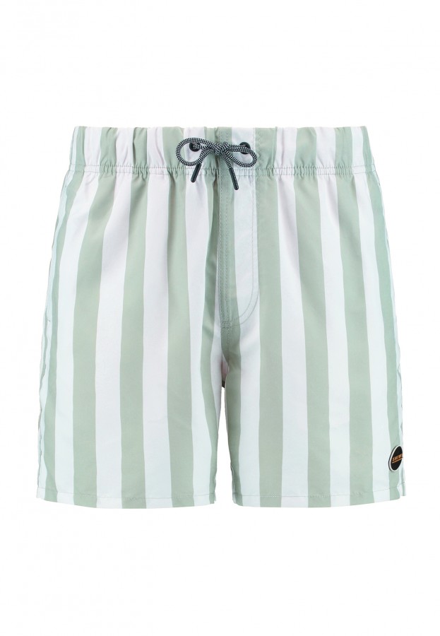 Afbeelding van 1441100200 - BROAD STRIPE - 7810 - Green Dust Stripe - Swim Short - Shiwi