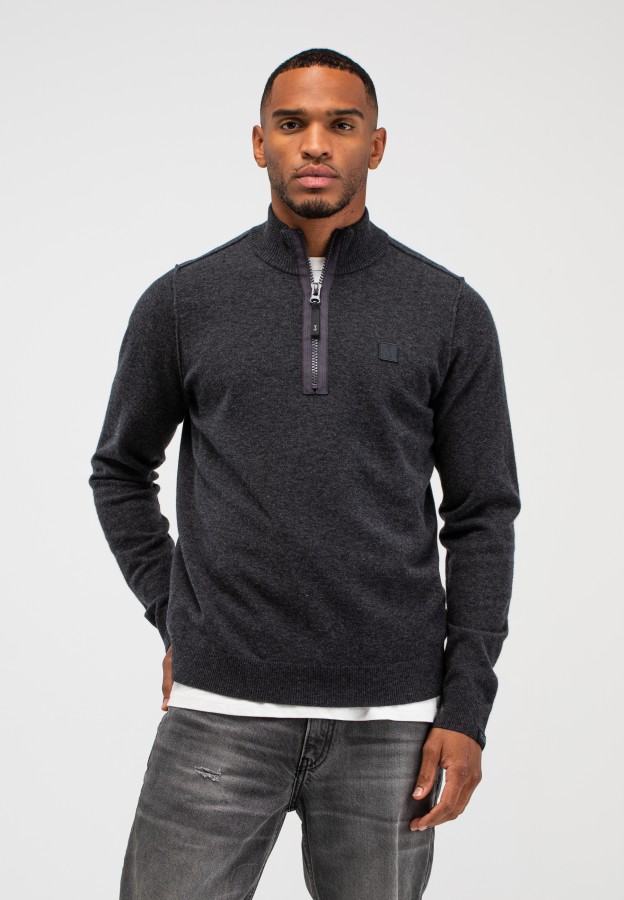 Afbeelding van M2626100 Black Melange - Clifden Halfzip - Butcher of Blue