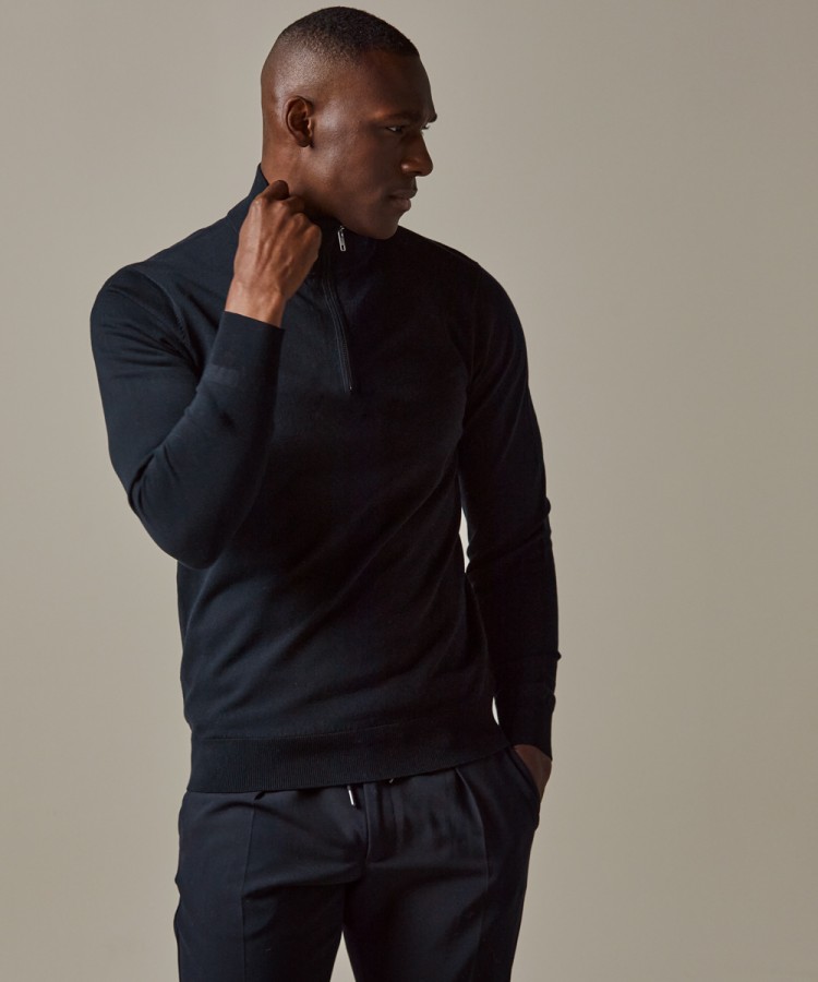 Afbeelding van PP2J00010A - Pullover Half Zip - Navy - PROFUOMO