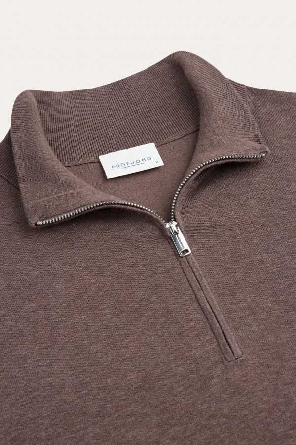 Afbeelding van PPXJ30002D - Pullover Half Zip - Aubergine - PROFUOMO