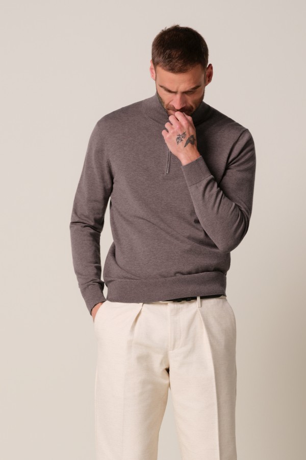 Afbeelding van PPXJ30002D - Pullover Half Zip - Aubergine - PROFUOMO