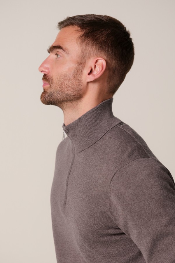 Afbeelding van PPXJ30002D - Pullover Half Zip - Aubergine - PROFUOMO