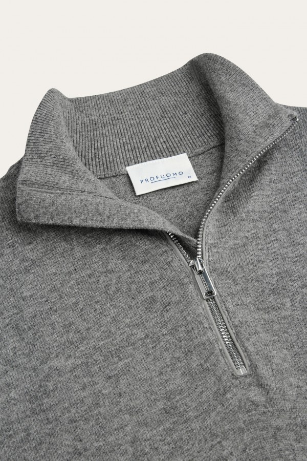 Afbeelding van PPXJ30012C - Pullover Half Zip - Grijs - PROFUOMO