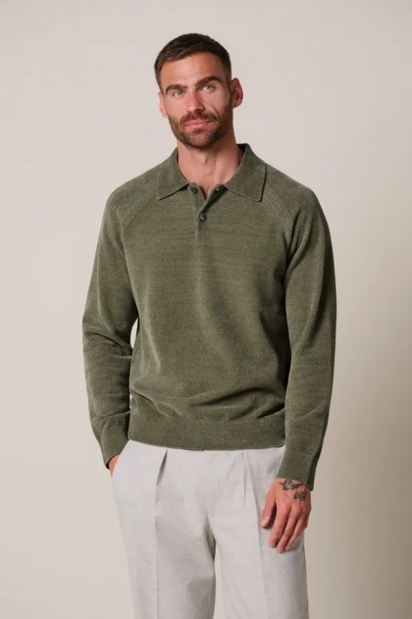 Afbeelding van PPXJ30036B - Polo Lange Mouw - Groen - PROFUOMO