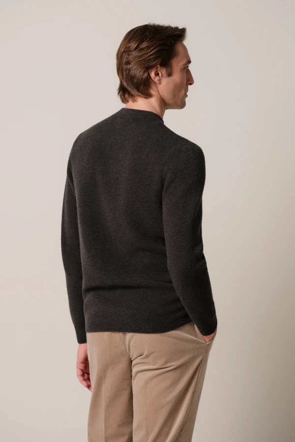 Afbeelding van PPXJ30040C H2 - Bruine boiled wollen crewneck - PROFUOMO