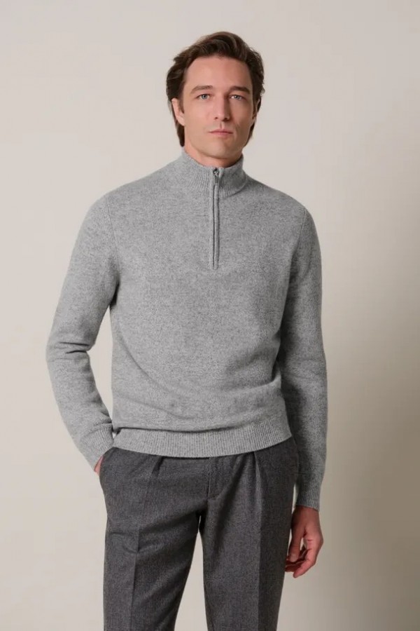 Afbeelding van PPXJ30047C - Pullover Half Zip - Grijs - PROFUOMO