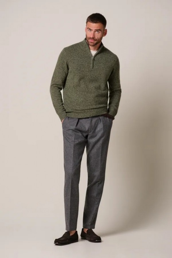 Afbeelding van PPXJ30047D - Pullover Half Zip - Green - PROFUOMO