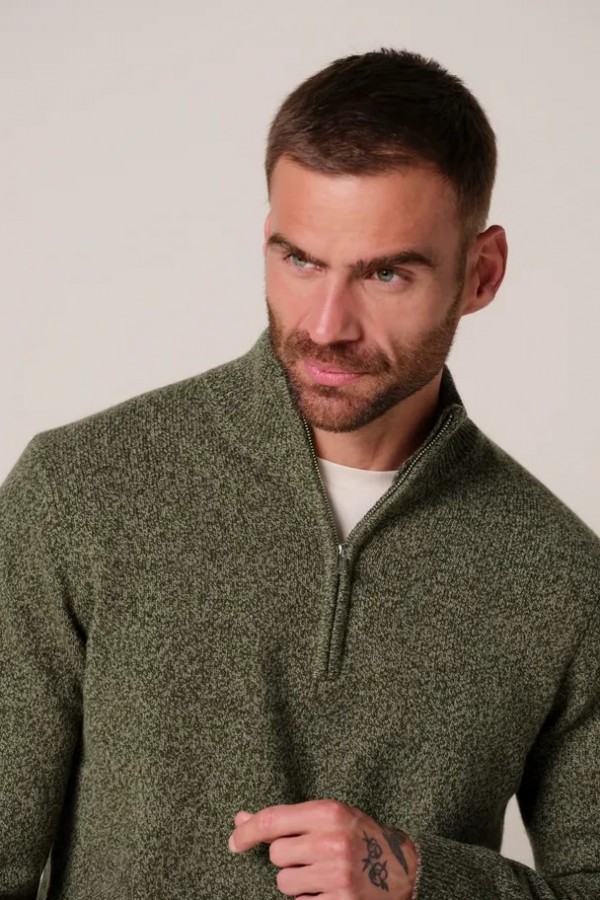 Afbeelding van PPXJ30047D - Pullover Half Zip - Green - PROFUOMO