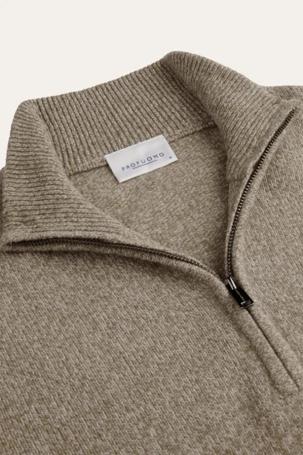 Afbeelding van PPXJ30047E - Half Zip - Beige - PROFUOMO