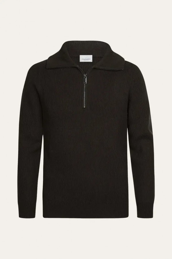 Afbeelding van PPXJ30058F Pullover Half Zip - Bruin - PROFUOMO 
