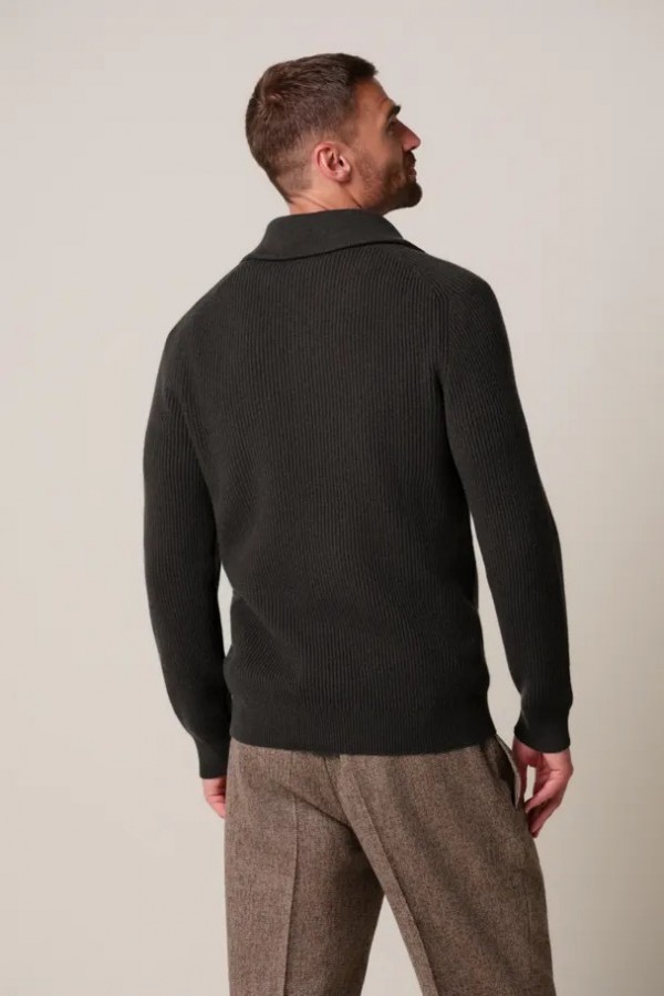 Afbeelding van PPXJ30058F Pullover Half Zip - Bruin - PROFUOMO 
