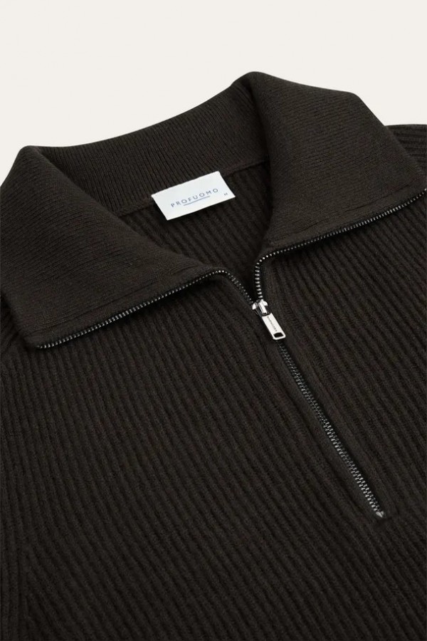 Afbeelding van PPXJ30058F Pullover Half Zip - Bruin - PROFUOMO 