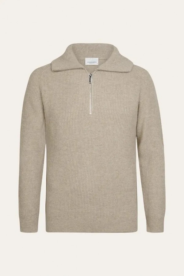 Afbeelding van PPXJ30058G Pullover Half Zip - Beige - PROFUOMO