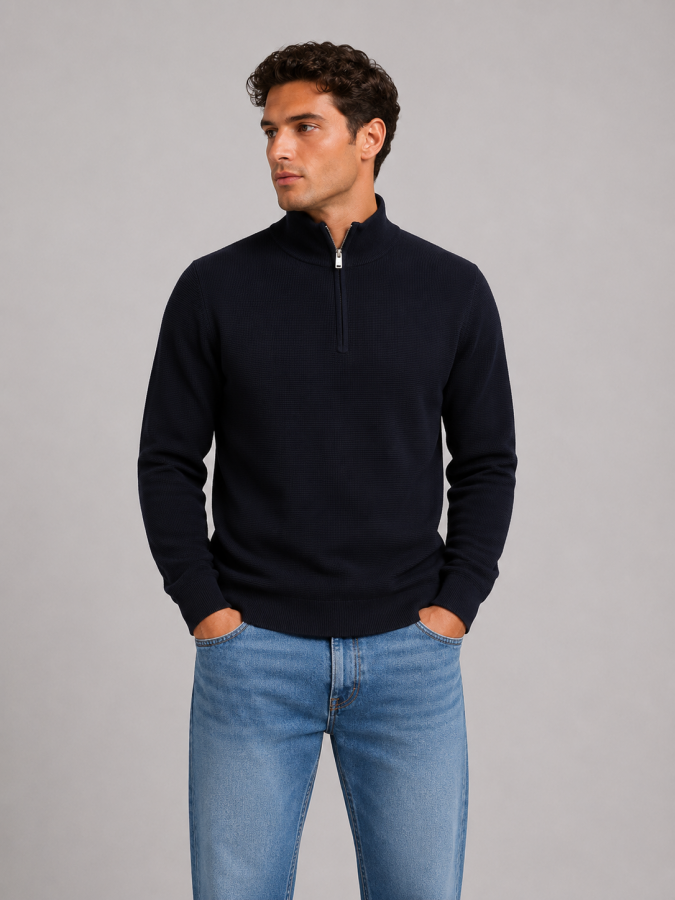 Afbeelding van Lagoon Half Zip Trui - Navy Blazer -  Matinique