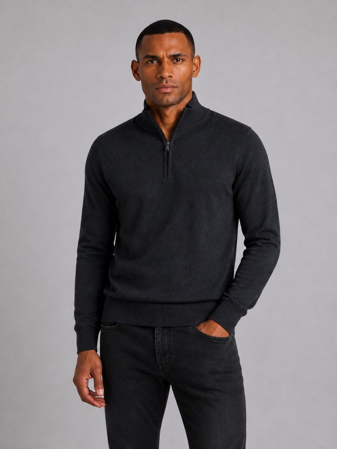 Afbeelding van CAS 19480 90020 Asphalt Melee - Half Zip Trui - Saint Steve