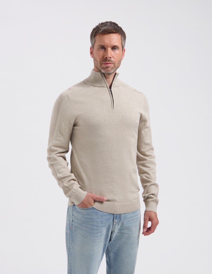 Afbeelding van ELWIN 20006 Sand Melee - Half Zip Trui - Saint Steve