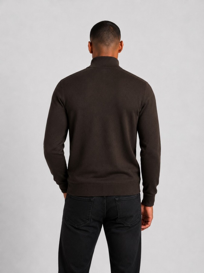 Afbeelding van ELWIN 50015 Burnt Coffee - Half Zip Trui - Saint Steve