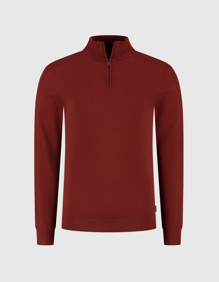 Afbeelding van ELWIN 50012 Dark Brick - Half Zip Trui - Saint Steve
