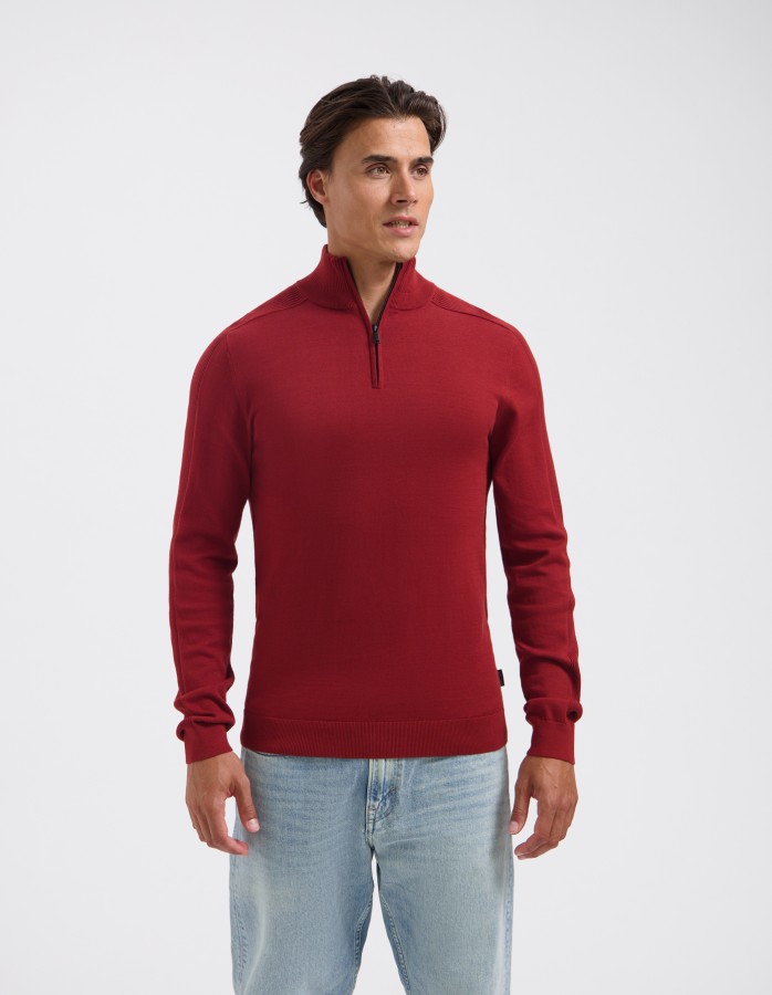 Afbeelding van ELWIN 50012 Dark Brick - Half Zip Trui - Saint Steve