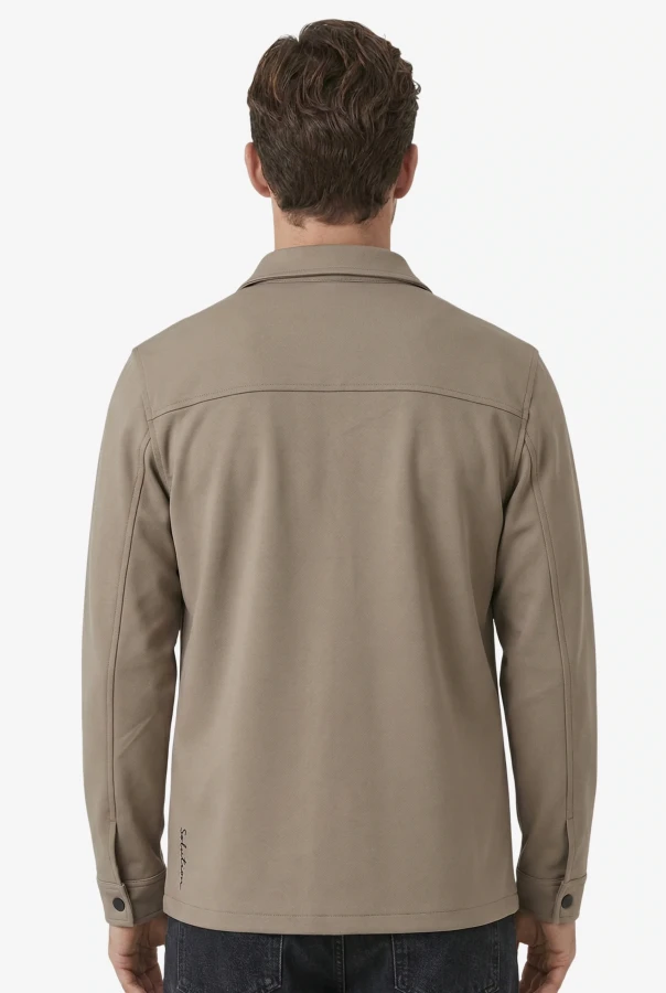 Afbeelding van ASPECT MOS10214 Taupe-  Heren Overshirt - Solution