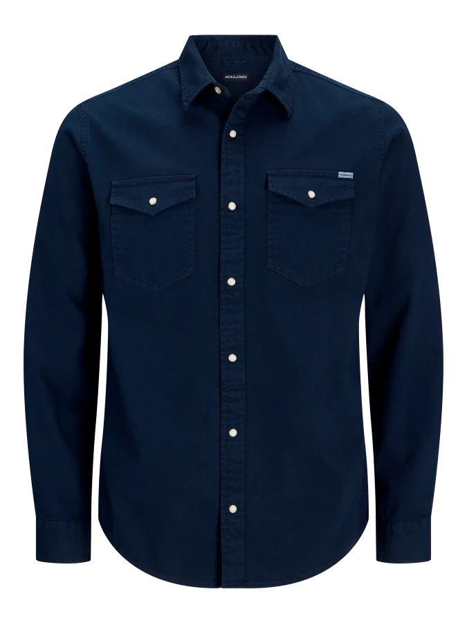 Afbeelding van 12138115 - Sheridan Shirt - Dark Navy - Overhemd Lange Mouw - Jack & Jones