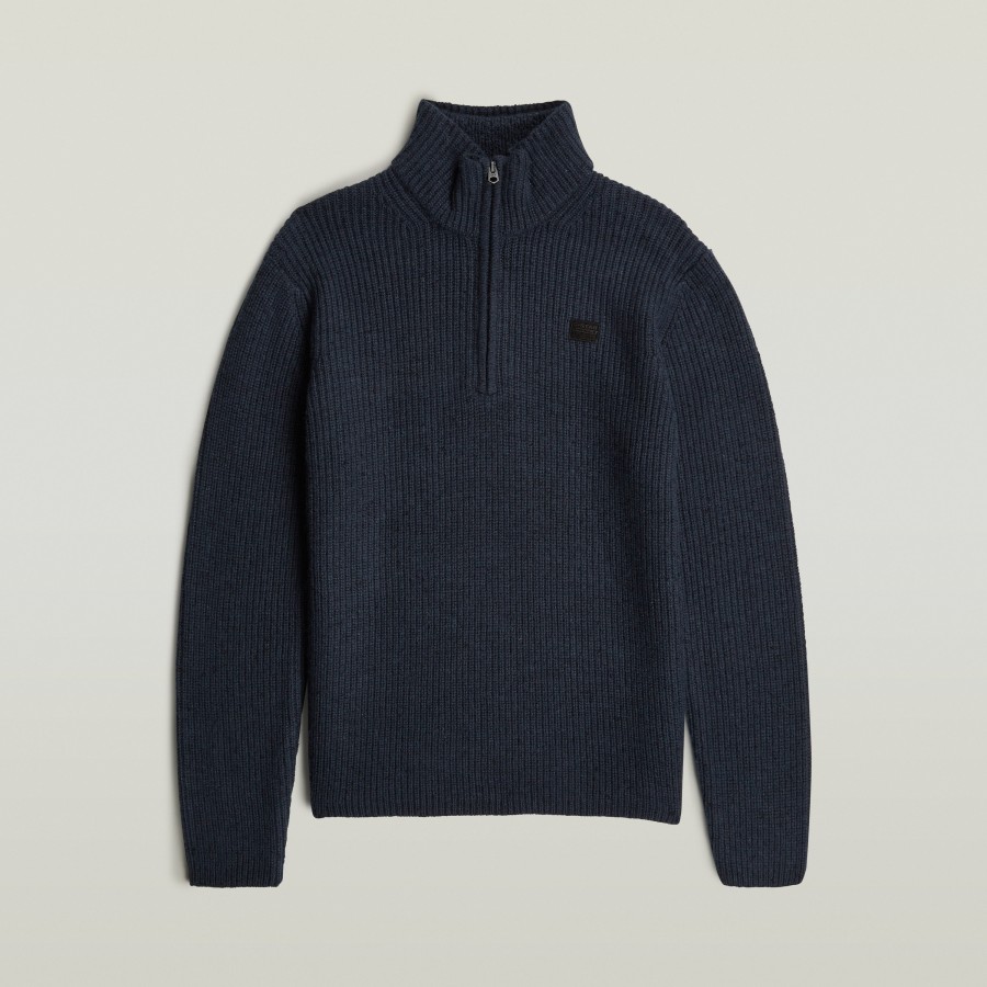Afbeelding van D27961 D754 7160 - Double Collar Knit Patriot Blue - G-Star