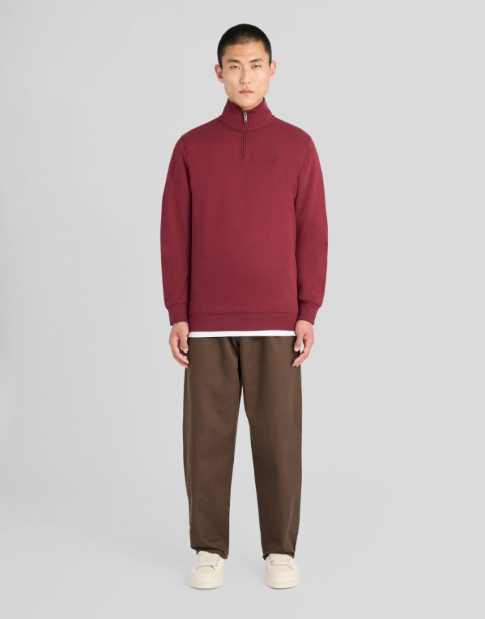 Afbeelding van ML2258TONT - Superfine Quarter Zip - Burgundy - Sweater - Lyle & Scott