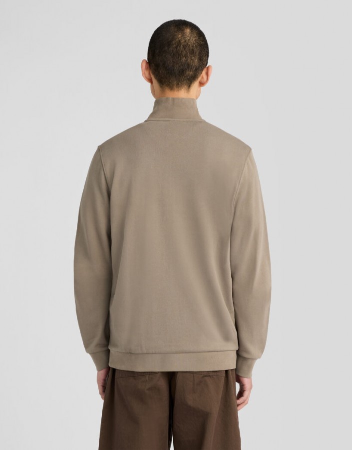 Afbeelding van ML2022VT Loopback Quarter Zip-  Khaki Ash  - Lyle & Scott
